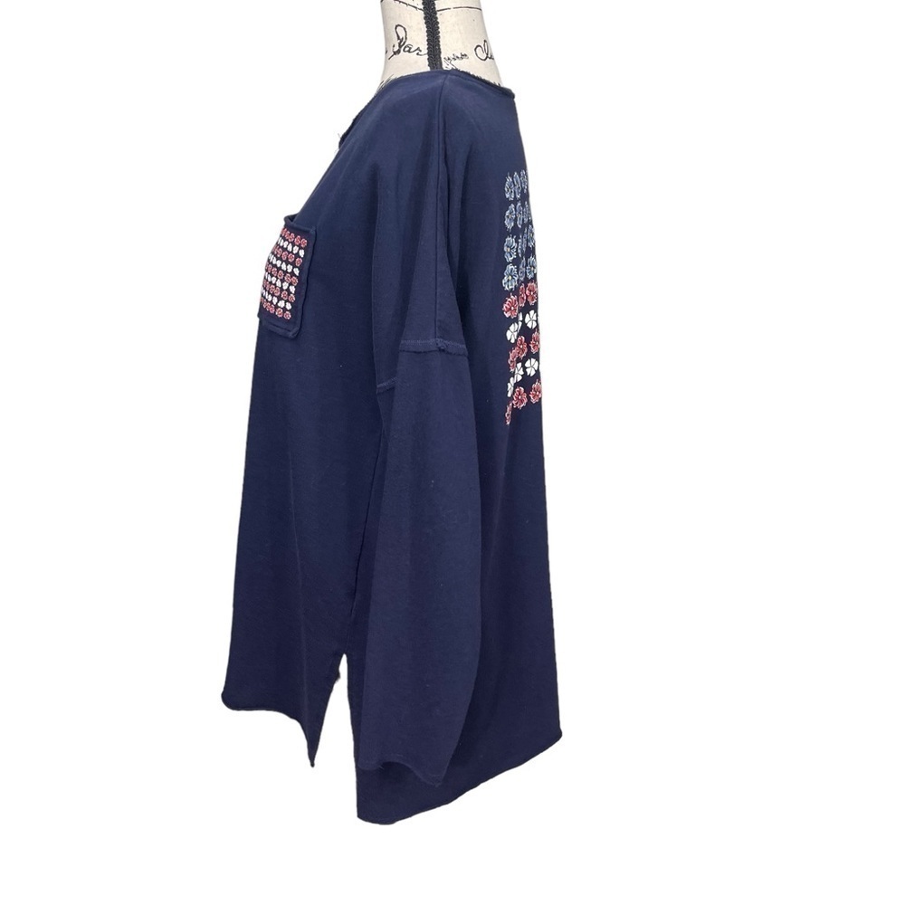 Crown & Ivy USA Floral Flag Long Sleeve Lightweight Sweatshirt Size Small - Picture 6 of 10